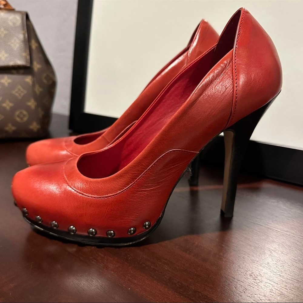 Vintage, red leather, Aldo heels